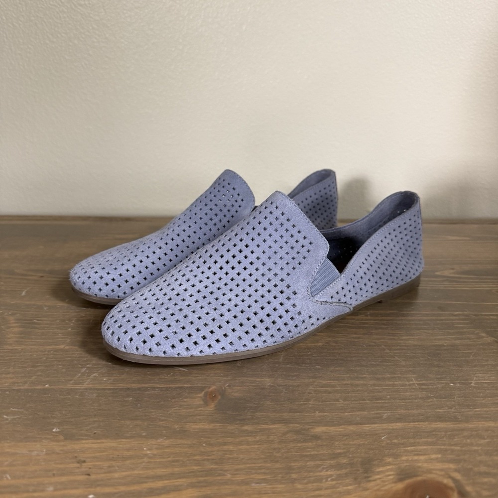 Lucky Brand Womens 11M/43 Blue Suede Carthy Flats Loafers Perforated